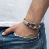 Морской браслет для мужчин и женщин в серо-бежевом цвете — № 4063