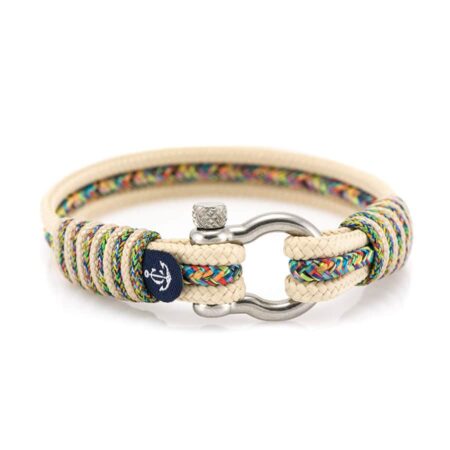 Бежевый браслет с цветным шнурком для мужчин и женщин — № 5099
