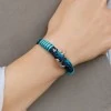 Женский синий ментоловый тонкий браслет — № 842