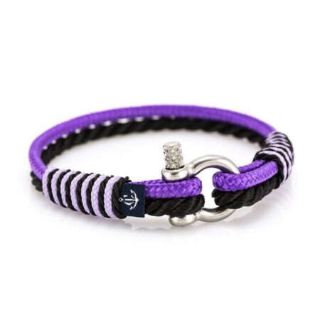 Тонкий фиолетово-чёрный женский браслет  — № 846