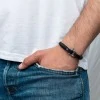 Чёрный тонкий браслет для мужчин и женщин — № 862 фото 4