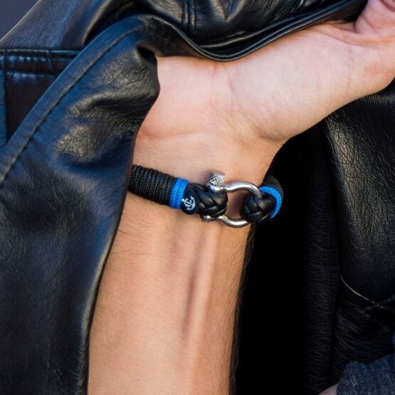 Кожаный браслет чёрного цвета для мужчин и женщин — № 10024 фото 5