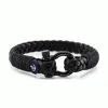 Кожаный стильный мужской браслет чёрного цвета — Jack Tar 10029