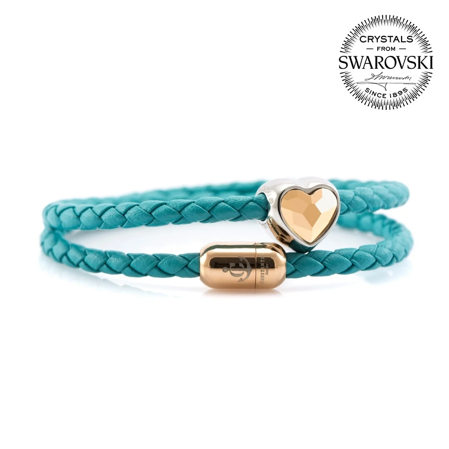 Двойной женский кожаный браслет сваровски голубого цвета — SWAROVSKI CNB 7227 Двойной женский кожаный браслет сваровски голубого цвета — SWAROVSKI CNB 7227
