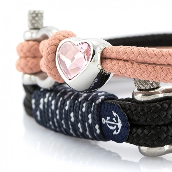 Парные браслеты для влюбленных чёрного и розового цвета— № 927