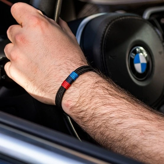 Черный мужской браслет для любителей BMW — M POWER 3078