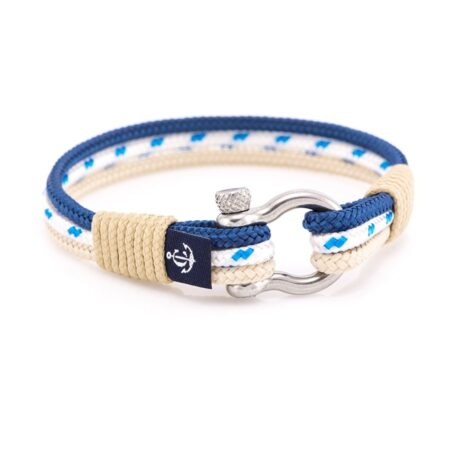 Трёхцветный браслет бежего-голубой мужской браслет — № 3104