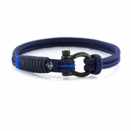 Тёмно-Синий браслет морской тематики тонкого типа — № 876