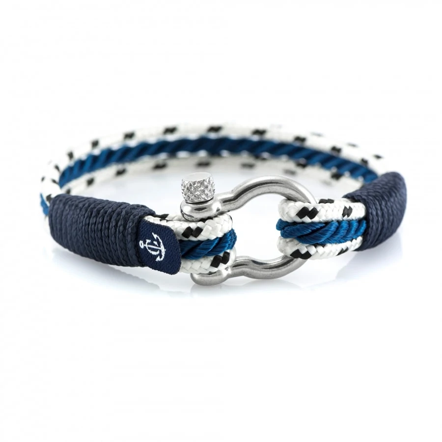 Белый Морской Браслет с синим шнурком Унисекс — YACHTING #5101