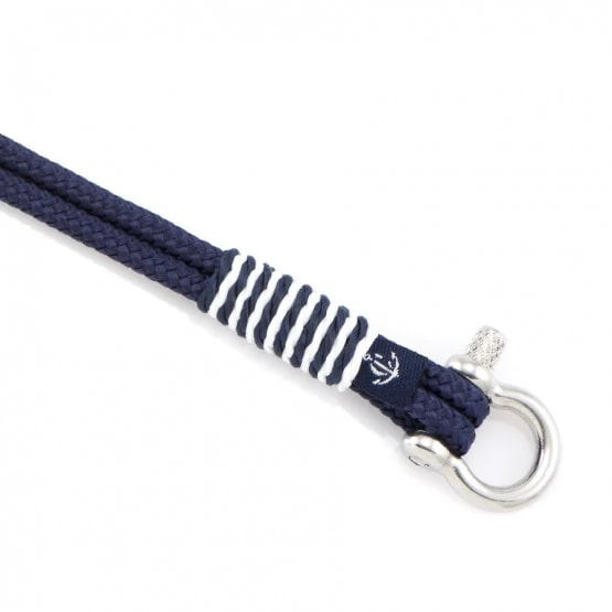 Тёмно-Синий браслет морской тематики с белой окантовкой Унисекс — CNB SLIM 875