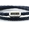 Двойной синий кожаный браслет для женщин с серебристым магнитом CNJ #10056