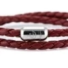 Двойной бордовый кожаный браслет для женщин с серебристым магнитом CNJ #10063