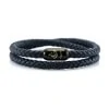 Мужской синий кожаный магнитный браслет CNJ 10057