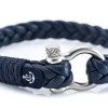 Тёмно-синий мужской кожаный браслет — № 10086