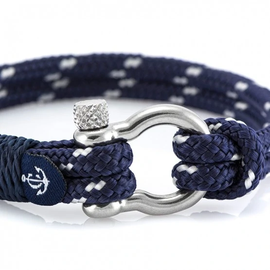 Морской браслет синего цвета с белым акцентом для мужчин и женщин  — № 5120