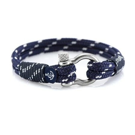 Подарок на 14 февраля | Морской браслет синего цвета с белыми крапинками для женщин и мужчин — № 5121