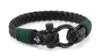 Кожаный стильный мужской чёрно-зелёный браслет — Jack Tar 10096