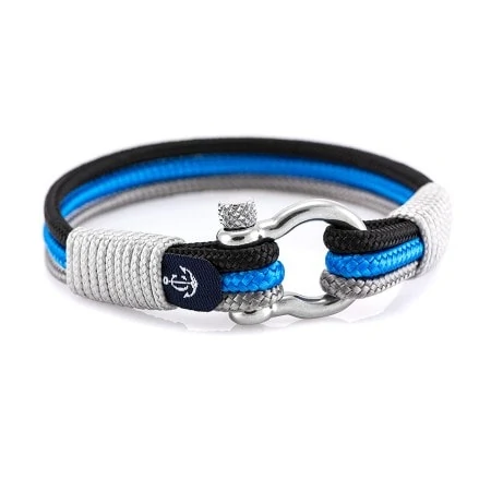 Синий браслет с серебристыми нитями и узлом — № 5125 (Копировать)