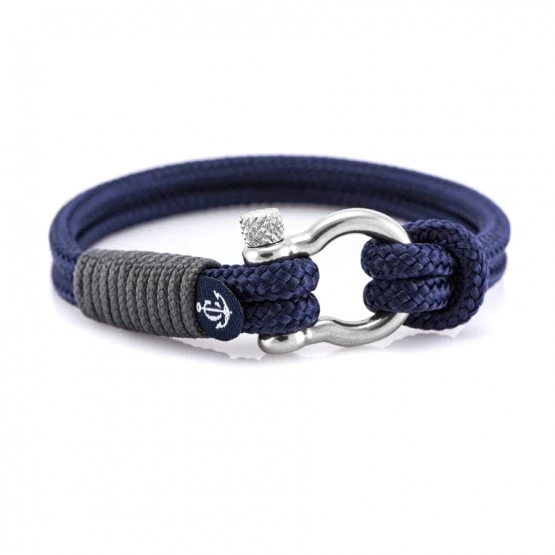 Чёрный браслет с узлом и синей нитью для мужчин — № 5133 (Копировать)