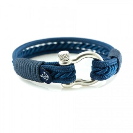 Темно-синий браслет с плетением - 5137